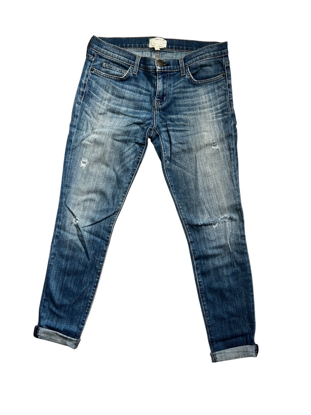 Current/Elliott The Rolled Skinny Distressed Crop Jeans Sz 27